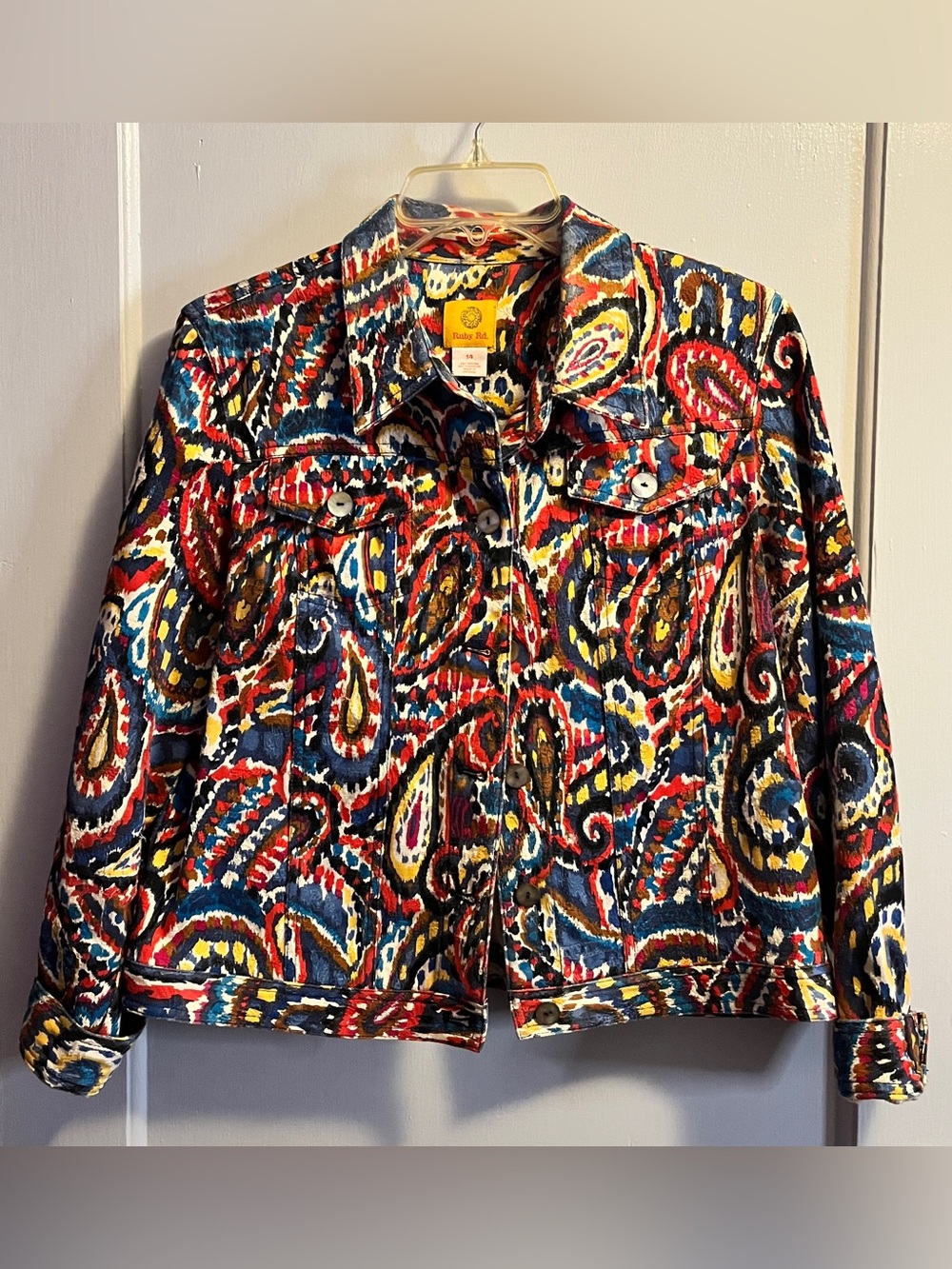 Ruby Rd Paisley Tapestry shirt |
Size 14 Multicolor Boho Trucker